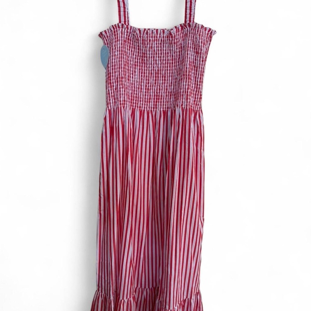 Hill House Red and White Striped Maxi Dress